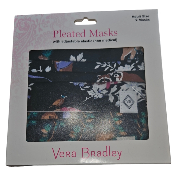 NWT Vera Bradley NonMedical Pleated Adult Mask With Adjustable Elastic Pack Of 2